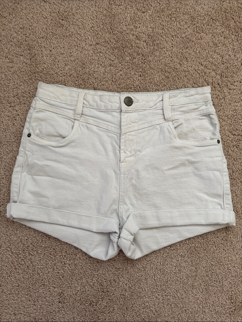 Cotton On High-Rise White Denim Shorts